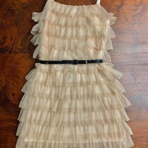 Gold Ruffle Tiered Dress by Biscotti